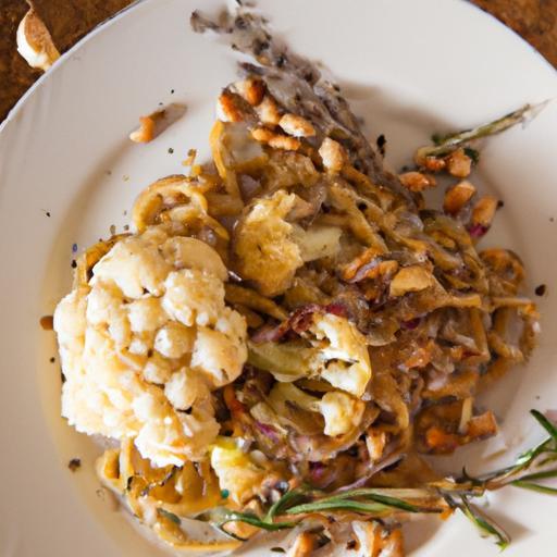 Roasted Cauliflower Spaghetti with Toasty Pine Nuts Delight