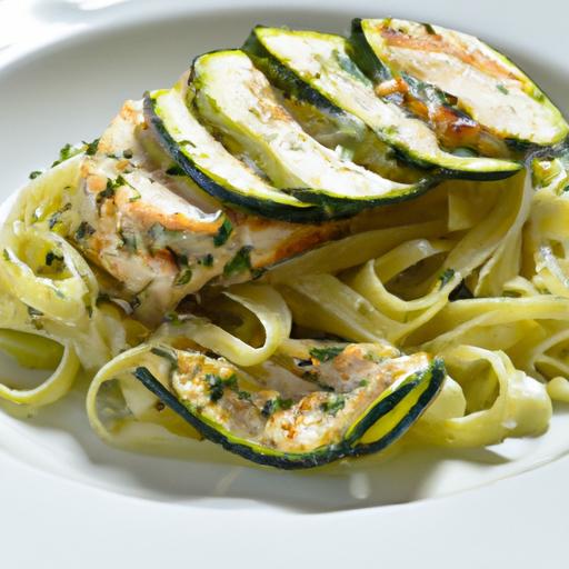 Creamy zucchini Noodle Alfredo with Savory Grilled Chicken