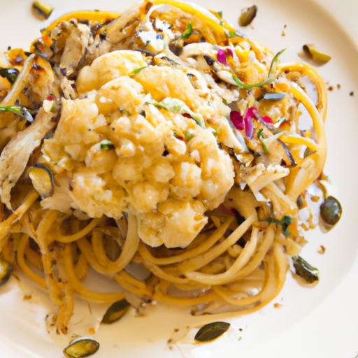 Roasted Cauliflower Spaghetti with Toasty Pine Nuts Delight