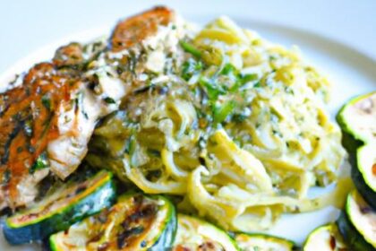 Creamy Zucchini Noodle Alfredo with Savory Grilled Chicken
