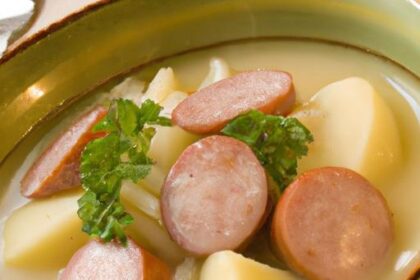Hearty German Potato-Leek Soup with Savory Sausage Twist