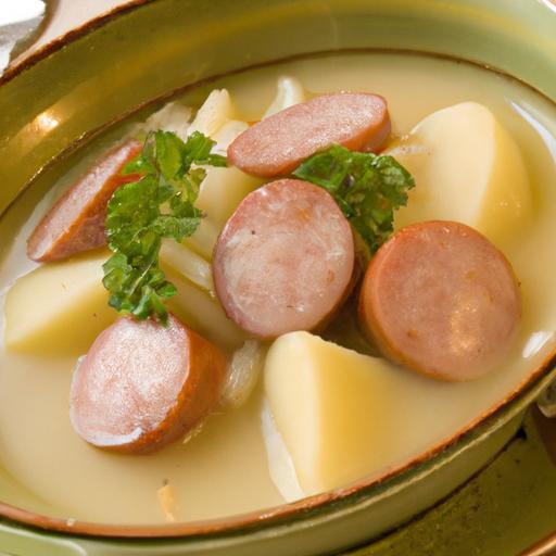 Hearty German Potato-Leek Soup with Savory Sausage Twist