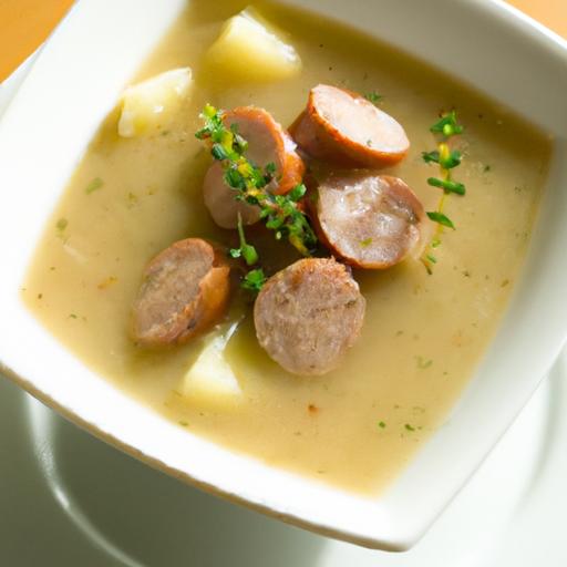 hearty German Potato-Leek Soup with Savory Sausage Twist
