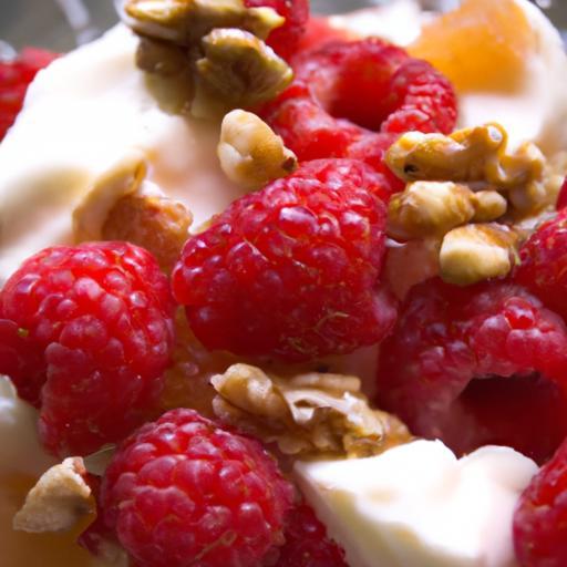 Layered Delight: Greek Yogurt Parfait with Walnuts & Raspberries