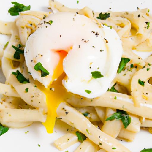 Morning Indulgence: ‌Breakfast Pasta Carbonara with Poached ‌Egg