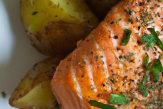 Zesty Lemon Dill Salmon Paired with Roasted Sweet Potatoes