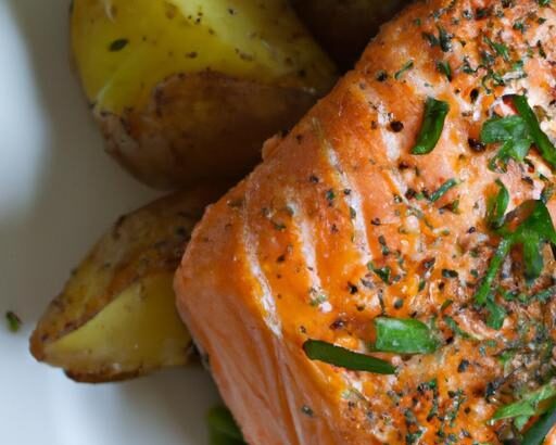 Zesty Lemon Dill Salmon Paired with Roasted Sweet Potatoes