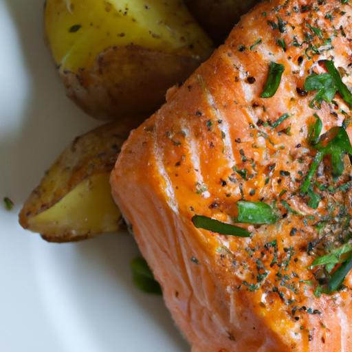 Zesty Lemon Dill Salmon Paired with Roasted Sweet Potatoes